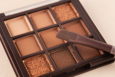 Make-up palette eyeshadows cosmetics with brush. beauty product.の写真素材