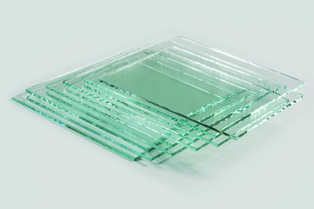 Glass sheets, super clear float glass panels.の写真素材