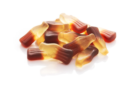 jelly candies in the shape of a bottle. Pile of jelly kids food.の写真素材