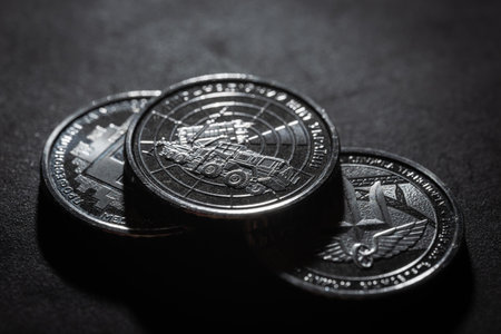 New Ukrainian 10 hryvnia coins Special Operations Forces of Ukraine Armed Forces.の写真素材