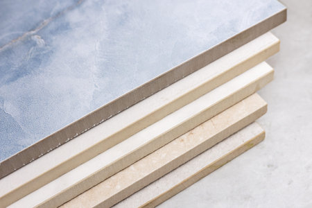 Tile of factory manufacturing porcelain stoneware panels cut to size.