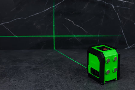 Laser level when building a wall of blocks. laser level for determining precise lines and levels at...
