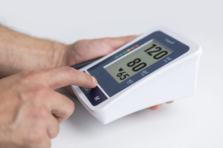 Measurement of blood pressure by an electronic tonometer.