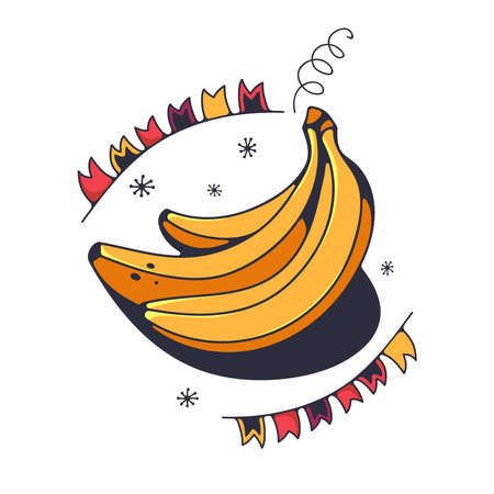 Doodle vector illustration with bananas. Isolated on white background.のイラスト素材