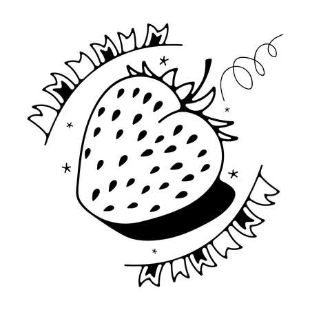 Doodle vector illustration with strawberry. Isolated on white background.のイラスト素材