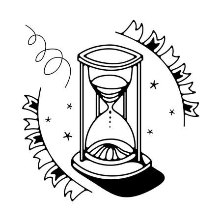 Doodle vector illustration with sandglass. Isolated on white background.のイラスト素材