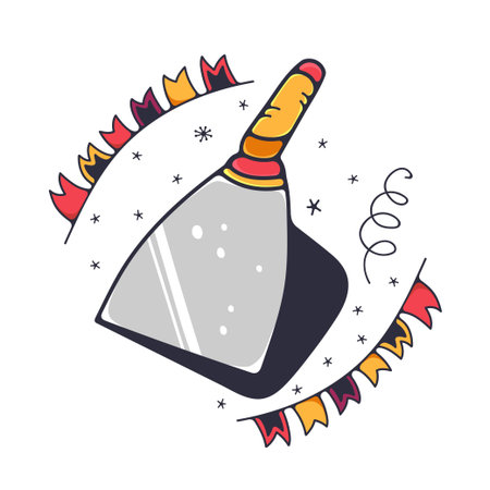 Vector illustration with putty knife. Isolated on a white background. Cute doodle illustrations.