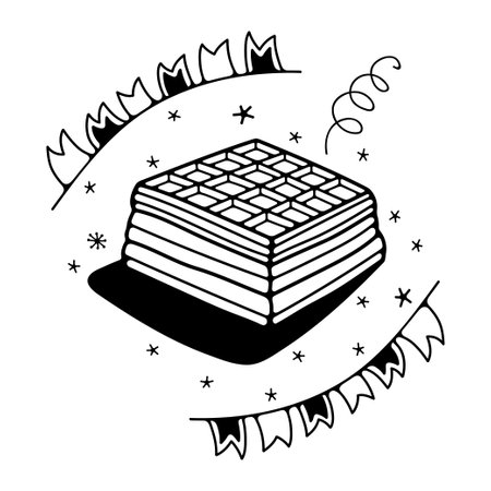 Vector illustration with waffles. Isolated on a white background. Cute doodle illustrations.のイラスト素材
