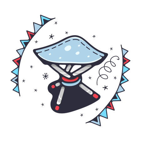 Cute illustration with folding camping chair. Isolated on a white background. Vector doodle illustrations.のイラスト素材