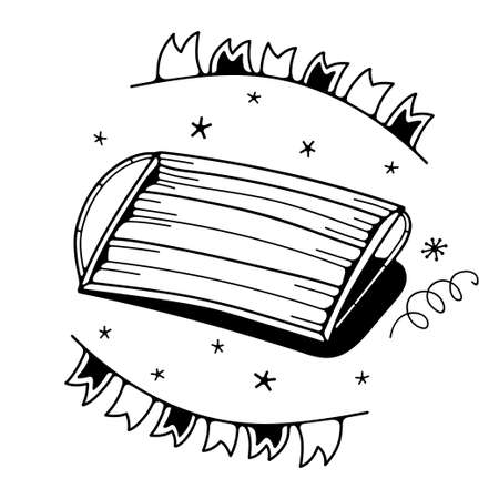 Vector illustration with medical mask. Isolated on a white background. Cute doodle illustrations.のイラスト素材