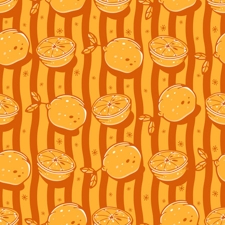 Seamless background with oranges. Cute vector illustration. Oranges, lemons seamless pattern