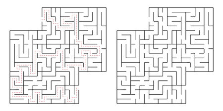 Maze, a simple logic game with labyrinths. Vector maze game.のイラスト素材