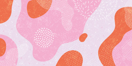 Cute doodle pattern background with abstract shapes.