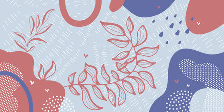 Cute doodle pattern background with abstract shapes and dots. Modern vector pattern for Banner,...
