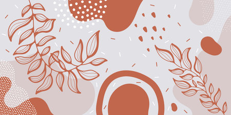 Cute doodle pattern background with abstract shapes and dots. Modern vector pattern for Banner,...