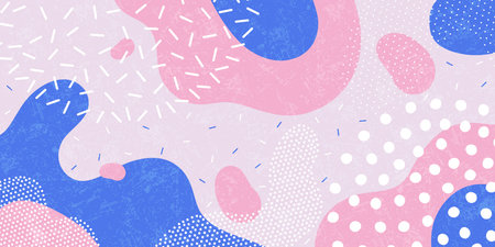 Cute doodle pattern background with abstract shapes.