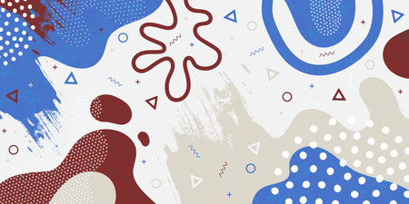Cute pattern background with abstract shapes and dots. Modern vector pattern for Banner, Flyer,...