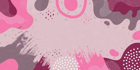 Cute doodle pattern background with abstract shapes and dots. Modern vector pattern for Banner, Flyer, Cover...のイラスト素材