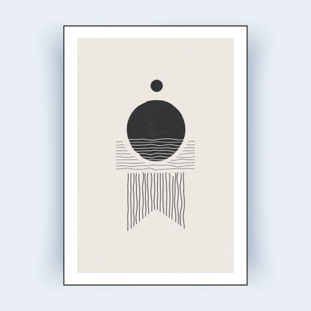 Abstract modern posters with simple geometric shapes. Digital Interior Decoration Art. vector illustration.のイラスト素材