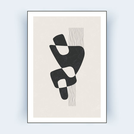abstract wall art. Minimalist hand drawn design for wall decor.のイラスト素材