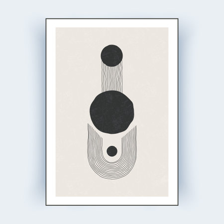 abstract wall art. Minimalist hand drawn design for wall decor.のイラスト素材