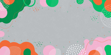 Cute doodle pattern background with abstract shapes and dots. Modern vector pattern for Banner, Flyer, Cover...のイラスト素材
