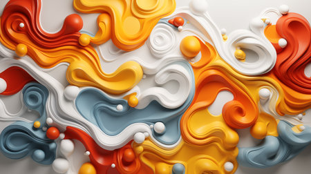 Bright abstract background. Flow of multi-colored paint with bubbles and lumps. Multicolored liquid, abstract 3D background. AI generativeの素材