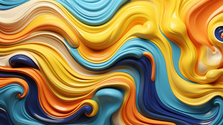Bright abstract background. Flow of multi-colored paint with bubbles and lumps. Multicolored liquid, abstract 3D background. AI generativeの素材