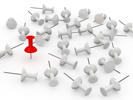 red and white thumbtackの写真素材