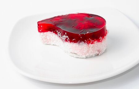 the beauty red cake isolated on whine backgroundの写真素材