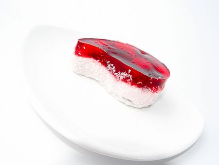 the beauty red cake isolated on whine backgroundの写真素材
