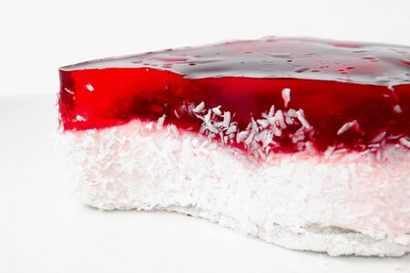 the beauty red cake isolated on whine backgroundの写真素材
