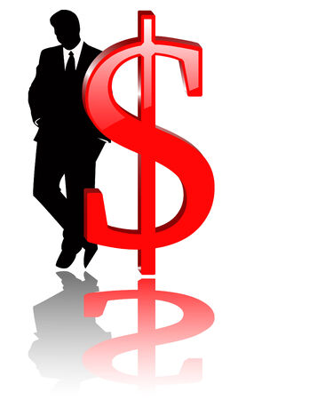 the vector dollar sign with businessmanのイラスト素材