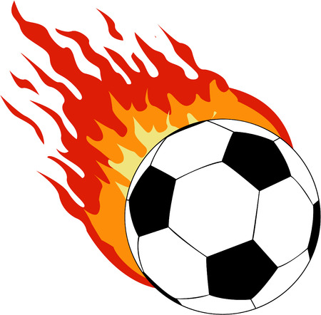the vector soocer ball with fireのイラスト素材