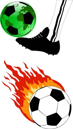 the soocer ball with fireのイラスト素材