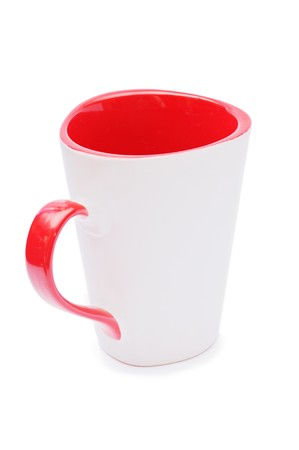 empty red cup isolated on white backgroundの写真素材