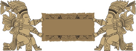 the vector mayan and inca tribal on old paperのイラスト素材