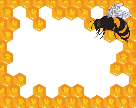 The bees and honeycomb with honeyのイラスト素材