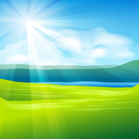 abstract summer landscape background - vector illustrationのイラスト素材