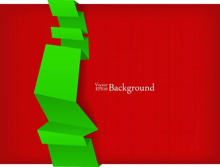 the vector abstract green origami banner on red backgroundのイラスト素材