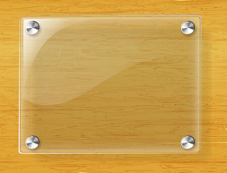Glass plate on Wood background - Vector Illustrationのイラスト素材