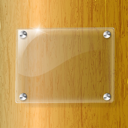 Glass plate on Wood background - Vector Illustrationのイラスト素材