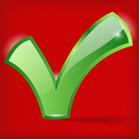 illustration of green checkmark on red background eps10のイラスト素材