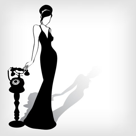 the vintage retro woman silhouette background -vector illustrationのイラスト素材