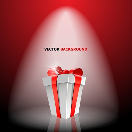 Gift box with red bow on light - vector illustrationのイラスト素材