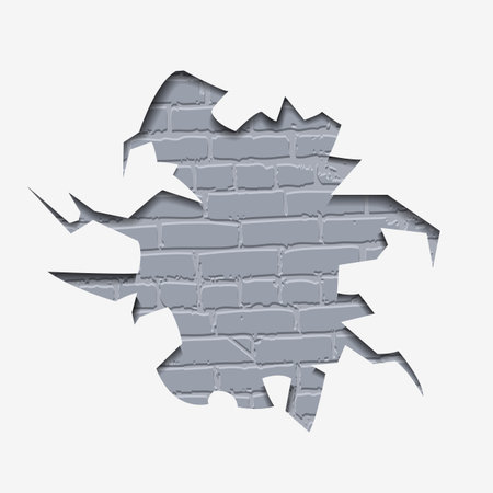 through a hole in a wall it is visible bricks - vector illustrationのイラスト素材