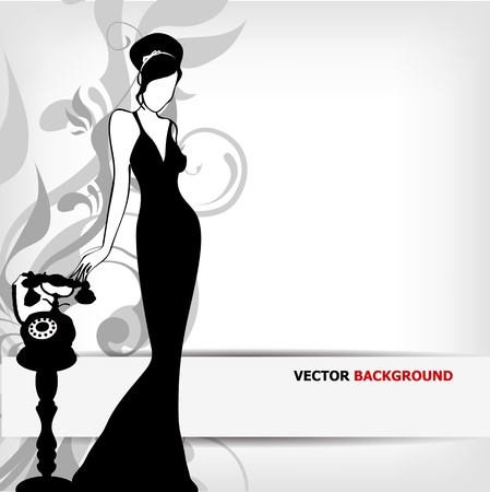 the vintage retro woman silhouette backgroundのイラスト素材