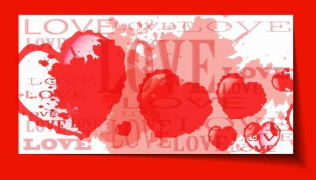 Heart from paper Valentines day card grunge background illustrationのイラスト素材