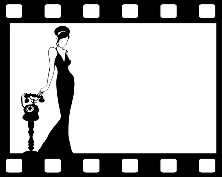 the vintage retro woman silhouette background - illustrationのイラスト素材