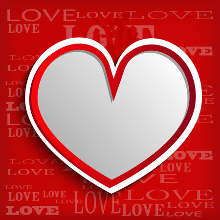 white heart on red background - vector illustrationのイラスト素材